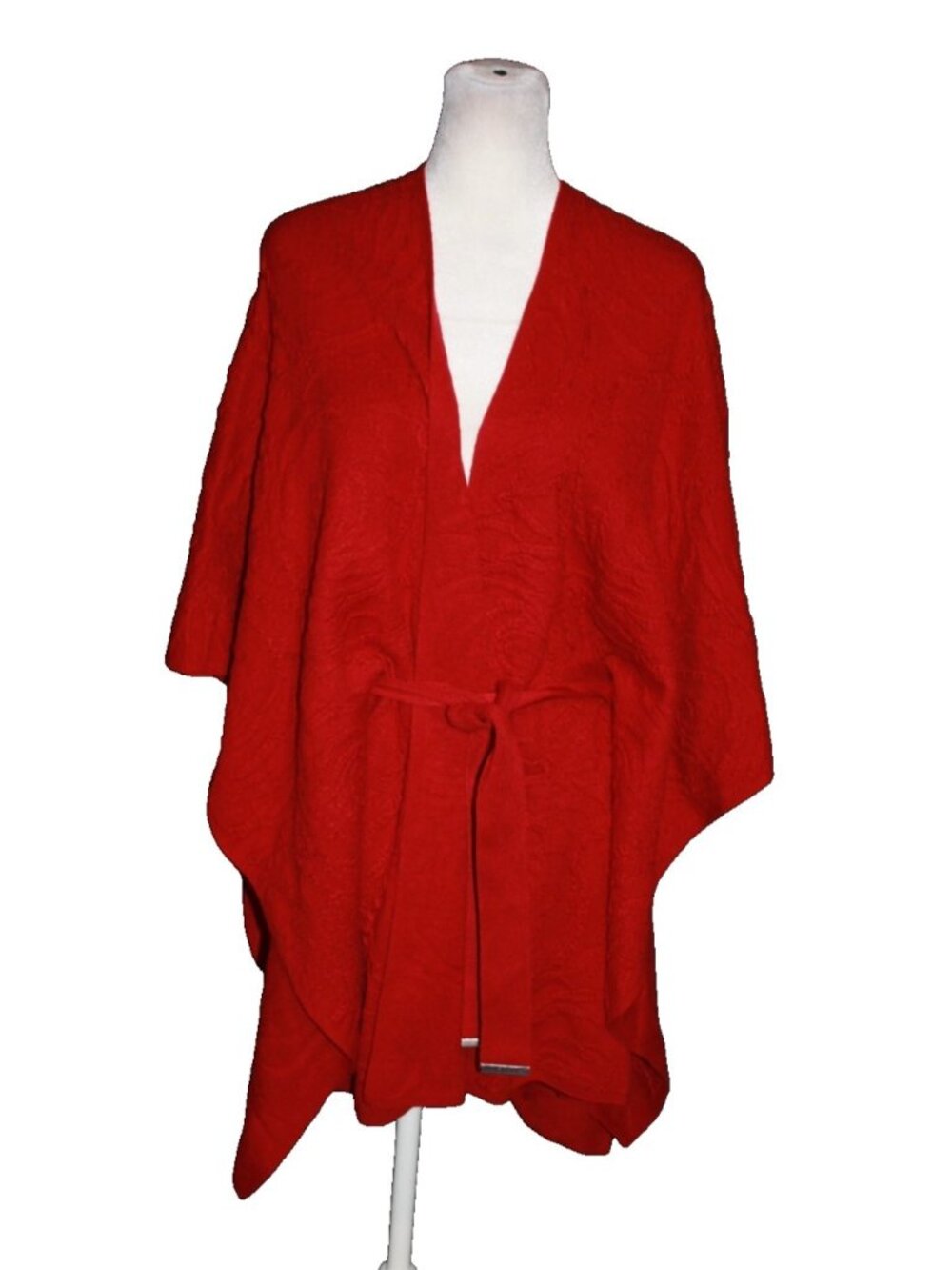 White House Black Market Red Ruana Style Limited Edition Wrap Poncho One Size